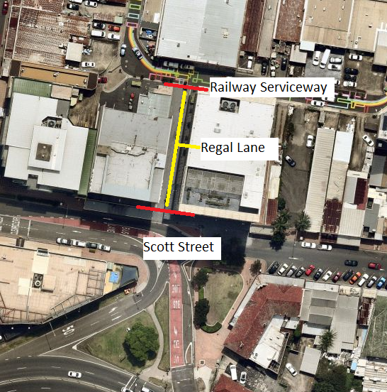Figure 3: Location of proposed Regal Lane – Ariel View